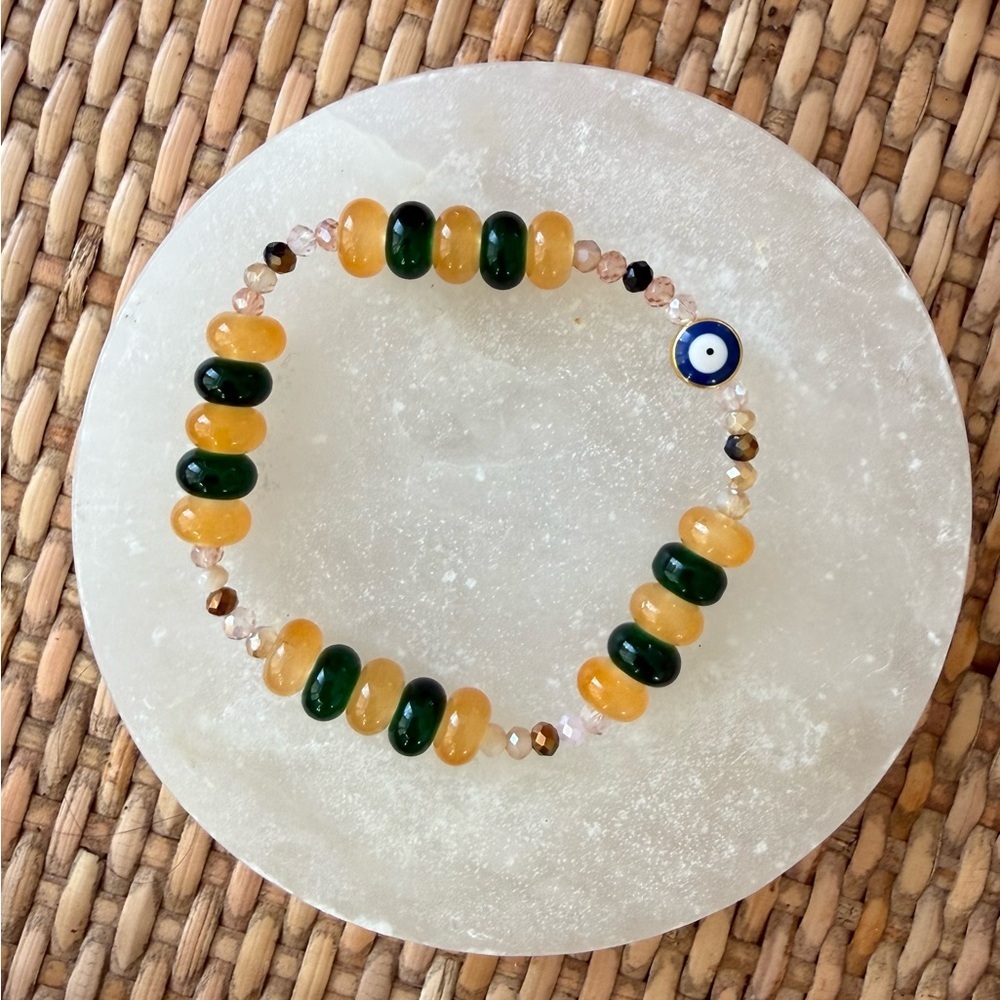 Beaded Bracelet with Evil Eye Charm